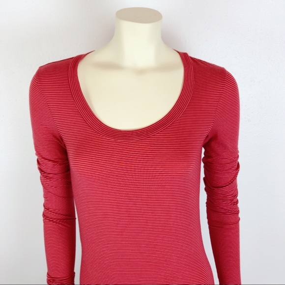 Splendid Red Striped Bodycon Long Sleeve Tee Dress - Picture 3 of 8